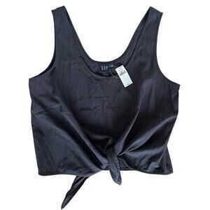 Gap Women's TENCEL Lyocell Cropped Knot Tank Top Sleeveless Size S Dark Gray